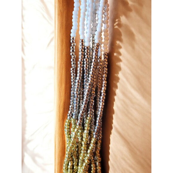 NWT Talbots Ombré Beaded Statement Necklace – White Silver Bronze – MSRP $69.50 - Picture 2 of 6